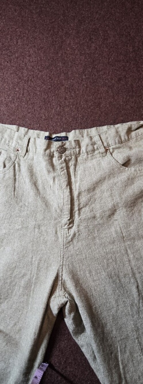 Vintage Bill Blass Linen Blend Trousers In Light Green Size 16 - Picture 3 of 15